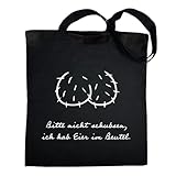 Looty Baumwolltasche mit Motiv - Penis Tasche/Beutel - Lustige Baumwolltasche - Witziges Geschenk für Männer und Frauen für JGA, Geburtstag, Party Penis Geschenkidee (Bitte nicht schubsen)