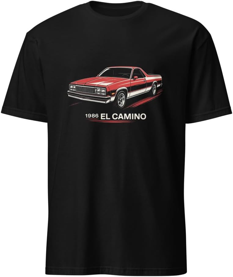 1986 El Camino Classic Red Car Graphic T-Shirt | Vintage Car Enthusiast Gift