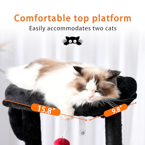 Heybly Árvore para gatos, condomínio de torre de cactos de 100 cm com poste para arranhar, torre de