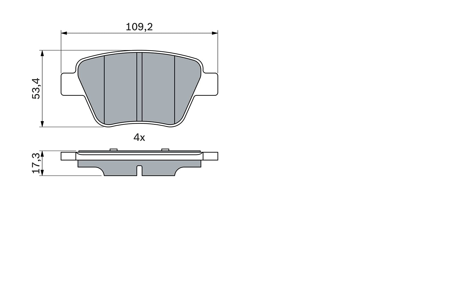 Bosch BP1338 - Pastiglie Freni Auto, Asse Posteriore - Qualità Bosch - Riduzione del Rumore e della Polvere - Certificazione ECE-R90 - Senza Rame - 1 Confezione da 4 Pastiglie