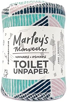 Marley's Monsters Toilet UNpaper - 24 count roll, Reusable Toilet Paper - Absorbent Bidet Cloth Wipes, (ModGeo)