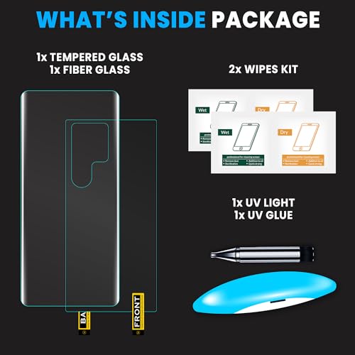 Image of ArmourPro Advanced HD+ UV Tempered Glass Compatible With Samsung Galaxy S23 Ultra 5G (6.8 Inch) With Edge To Edge Back Nano Membrane and Easy Cleaning Kit | Clear
