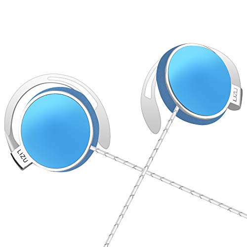 Clip Type Earphones?Portable Stereophone Headphones,with Microphone and Call Controller Stereo Earphones,Suitable for Compatible with 3.5mm iPhone, Android Mobile Phone Blue