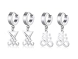 VNOX Satanic Jewerly 1-2 Pairs Church of Satan Seal of Lucifer Dangle Hinged Earrings for Men Women Teen (Mix 2 Pair-Style 1)