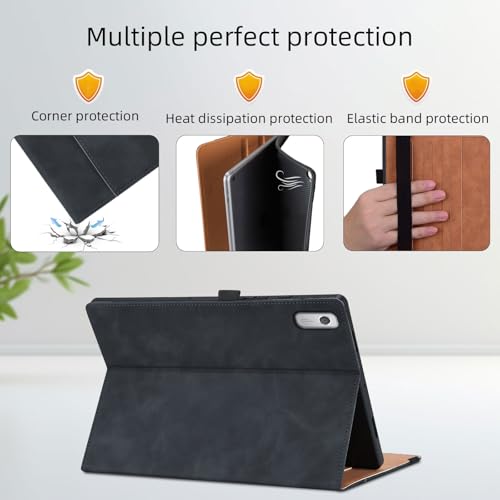 Case for Lenovo Tab M9 9.0 inch 2023 (TB-310FU) / Nook 9" Lenovo Tablet 2024, Multi-Angle Viewing Smart Cover with Pocket, Business PU Leather Flip Stand Cover-Black by TIPOYOROO - Image 4