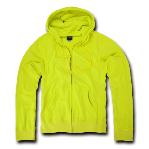 DECKY Yellow Neon Basic Zip Up Hoodies for Mens (Yellow, XX-Large)