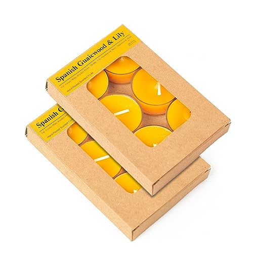 Image of AuraDecor Scented Soy Wax Acrylic Tealight Candle, Organic Luxury Aroma, Aromatic /Aromatherapy Candle || Long Lasting Burning Time (Pack of 1, Spanish Guwaicwood & Lily)