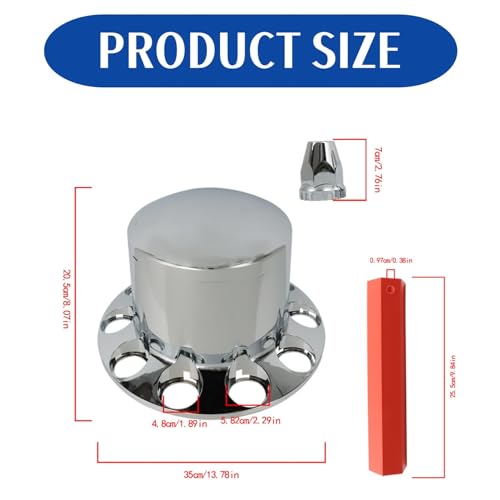 Silscvtt Chrome Semi Truck Hub Cover Wheel Axle Cover Center Caps Complete with 33mm Screw-on Lug Nuts for 22.5 Inches and 24.5 Inches Semi Truck Wheels 4 Rear by Silscvtt - Image 2