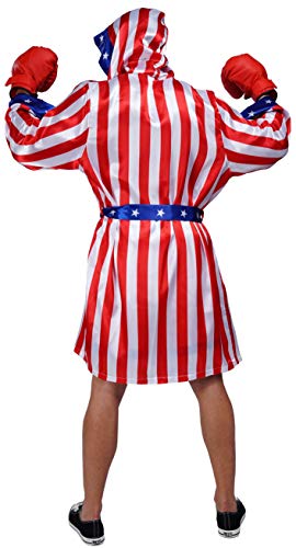 Maxim Party Supplies Adult Satin American Flag Boxing Costume with Robe and Shorts for Men