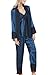 4Ping Women's New Silk Long-sleeved Pants Pajamas Three-piece Sexy Pajamas Blue L