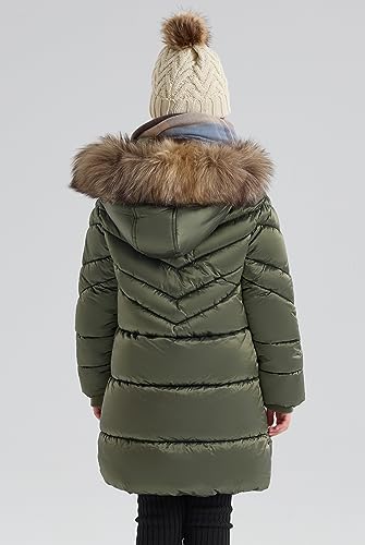 Image of SOLOCOTE Girls Winter Coat - Heavyweight Water-Resistant Faux Fur Hood Sherpa Lined Elastic Cuffs with Zip Pockets Long Parka