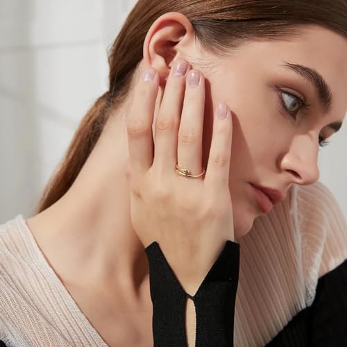 Bague ouverte en argent plaqué or style simple femme - 5