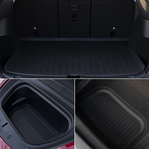 Cyberbeans 6Pcs Floor Mats For Tesla Model Y (2020-2023) Accessories, Tpe All Weather Anti-Slip Waterproof 3D Front Rear Trunk Cargo Liner Tray Mats #TOP5