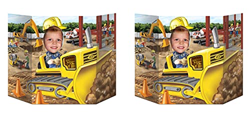 Beistle 2 Piece Construction Theme Birthday Photo Booth Props Party Supplies, 37" x 25", Multicolored
