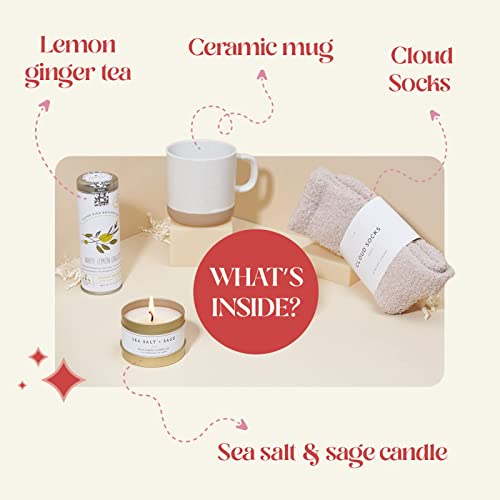 Unboxme Get Well Gift Box - Usda Organic Get Well Soon Self Care Package For Women I Fluffy Socks, Mug, Lemon & Ginger Tea Set, Sea Salt, Sage Scented Candle, Sending Hugs Card I Feel Better Basket #TOP1