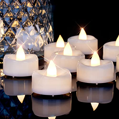 Image of merrynights Flameless Candles, 24Pack Timer Fake Candle, LED Tea Light Candles, Battery Operated Votives with 6 Hours Timer Auto for Halloween Christmas Wedding Decor-1.5'' D X 1.25'' H, Warm White