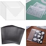 Bolsillo de almacenamiento para sellos: hecho de plástico, cada sobre de almacenamiento transparente mide aproximadamente 8.7 x 6 pulgadas, estos sobres son agradables y resistentes para almacenar tus conjuntos de sellos y troqueles, obras de arte y discos, tarjetas de felicitación y mucho más