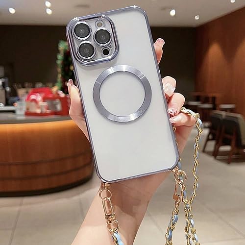 Évitez les chutes d'iPhone 14 Pro Max grâce à cette coque cordon antichoc bleu clair