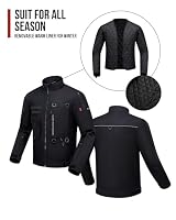 RIDEIRON Motorradjacke Herren Winter CE Class A mit Schulter- und Ellenbogenpolstern(CE-2),herausnehmbarem Innenfutter winddichtem Motorradschutz Schwarz-L – Ansicht 5