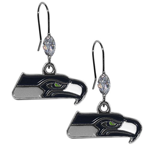 Siskiyou Sports NFL Womens Seattle Seahawks Crystal Dangle Earrings One Size Team Color, One Size