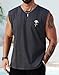 VOGSTART Mens Beach Tank Top Hawaiian Cut Off Shirts Graphic Tshirt Palm Tree Comfy Cotton Fashion Chic Tee Gray XL