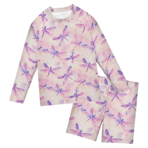 Dragonfly Purple Baby Boys' Toddler Long Sleeved Rashguard Swim Bathing Suit Set B0403462