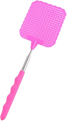 Matamoscas extensible, matamoscas extensible de plástico, matamoscas extensible para interiores y exteriores (rosa)