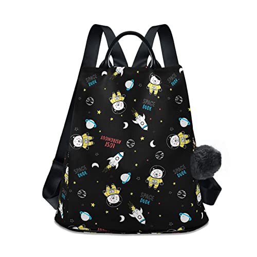 Fustylead Astronaut Bear - Mochila para mujer, antirrobo, Negro, talla única