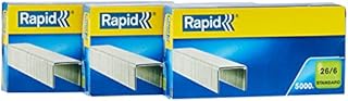 Rapid 26/6mm Standard Staples, For Stapling up to 20 Sheets, Use with Desktop and Electric Staplers, Galvanised Wire, Box of 1000, 24861300