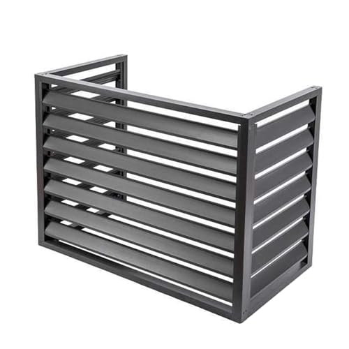 Aluminum Air Conditioner and Heat Pump Cover, 3 Panels Mini Split Air Conditioner Fence Screen for Outside Units, Noise Reduction AC Unit Cover,100x70x50cm,Black