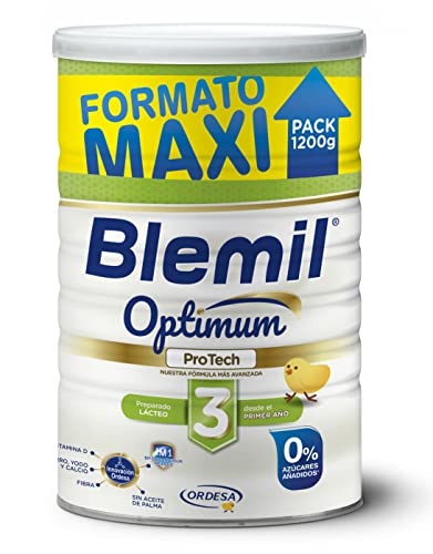 Blemil 3 Optimum ProTech 0% Azúcares añadidos - Preparado Lácteo en polvo, Desde los 12 meses, 1200 g