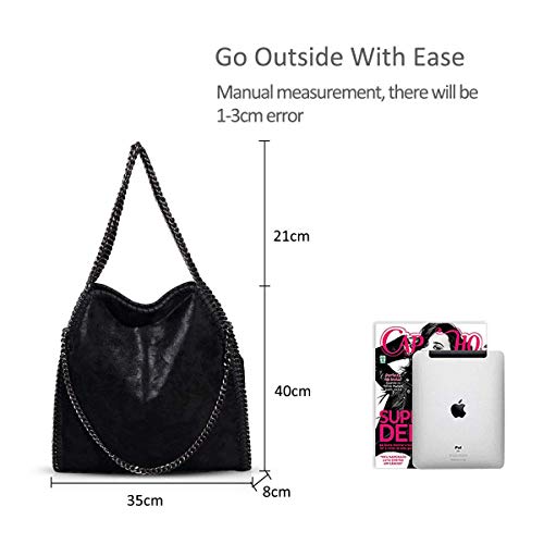 ZIYUEZIKUN Umhängetaschen für Frauen Damen Kette Umhängetasche Kettentasche Taschen für Damen Casual Handtasche große Hobo Schultertasche (Schwarz)
