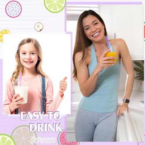Tessco for you 600 Pcs 9.84 Inch Jumbo Smoothie Straws Bulk Large Plastic Disposable Bubble Tea Straws Wide-Mouthed Individually Wrapped for Tall Homemade Milkshakes Drinking(Purple) by Tessco for you - Image 5
