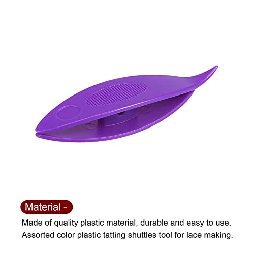 Image of HARFINGTON 2pcs Tatting Shuttles 63x17x10mm Colorful Plastic Shuttles for Lace-Making DIY Hand Craft Tool Knitting Arts Supplies, Purple