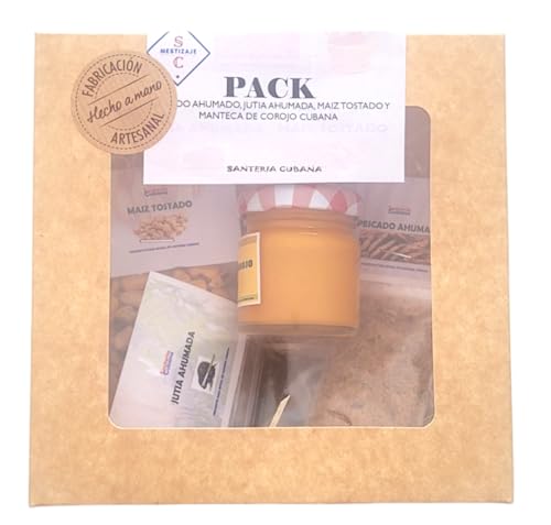 PACK Pescado Ahumado, Jutia Ahumada, Santeria, Maiz Tostado, Manteca de Corojo Santeria Original, 30 ml Productos de Santeria Productos, Pescado Ahumado y Jutia Santeria
