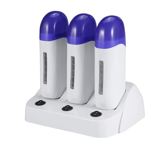 Calentador de cera para depilación, calentador de cera enrollable de 100 g, máquina de depilación eléctrica para el hogar con base calefactora, dispositivo calentador de cera para (Tríptico europea)