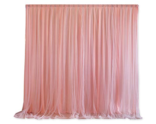 SCSpecial 6.5ft x 6.5ft Tulle Photography Backdrop Curtains - Pink Wedding Party Backdrops Photo Background Decoration for Studio/Birthday/Baby Shower/Christmas/Prom