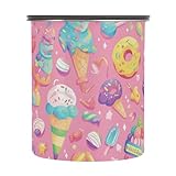 SyXIOP Recipientes de alimentos con tapa de acero inoxidable, diseño de donas de helado, diseño de donas de helado, apilables, con botón pulsador