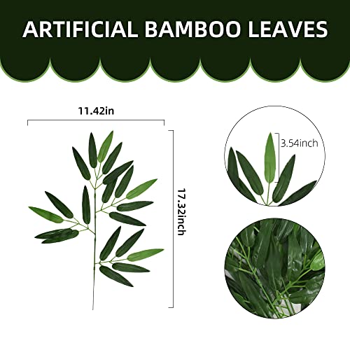 VIOCIWUO 20Pcs Artificial Bamboo Leaves Fake Green Bamboo Stick Greenery Plant for Hotel Home Shelf Wall Farmhouse Bamboo Forest Wind Decoration
