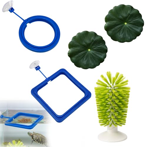 EcuhiRn Turtle Brush Turtle Tank Decor with Suction Cup 5-Piece Aquarium Cleaning Kit for Turtle Habitat Maintenance Turtle Tank Decorations with Durable TPR and PP Materials
