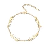 Jeweidea Pulseras con nombres personalizados para mujer con grabado de 2 a 5 nombres, pulseras de oro, plata y oro rosa para niñas, mamá, joyería, regalos para cumpleaños, día de San Valentín (Oro-4)