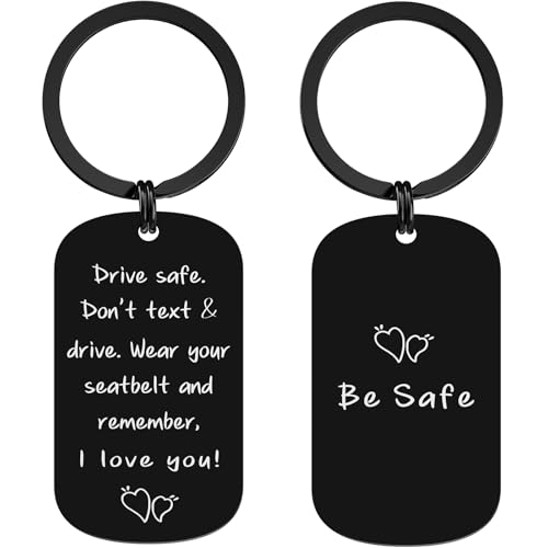 LLYZZ Mens Valentines Day Gifts for Him, Drive Safe Keychain, Birthday Anniversary Valentines Gifts for Him Men Husband Boyfriend (Midnight)