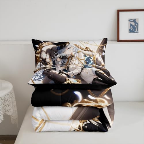 Image of Erosebridal 3D Anime Uniform Girl Full Size Comforter Sets,Japanese Style Cartoon Bedding for Boys Girls Teen Cute Kawaii Room Decor, Sailor Suit Duvet Set Anime Cyber Retrofuturism Homebody Quilt