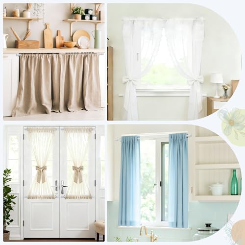 SUTINE 2 Pack Thin Curtain Rod 18 To 30 Inch, Adjustable Small Curtain Rod, Short Curtains Rods For Side Panels, Skinny Kitchen Window Curtains Rods For French Door Cafe Kitchen Sink Windows, White by SUTINE - Used condition - Image 7