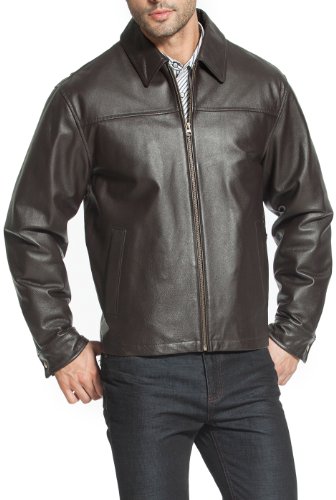 Bgsd Men Greg Open Bottom Zip Front Leather Jacket Brown Large #TOP11