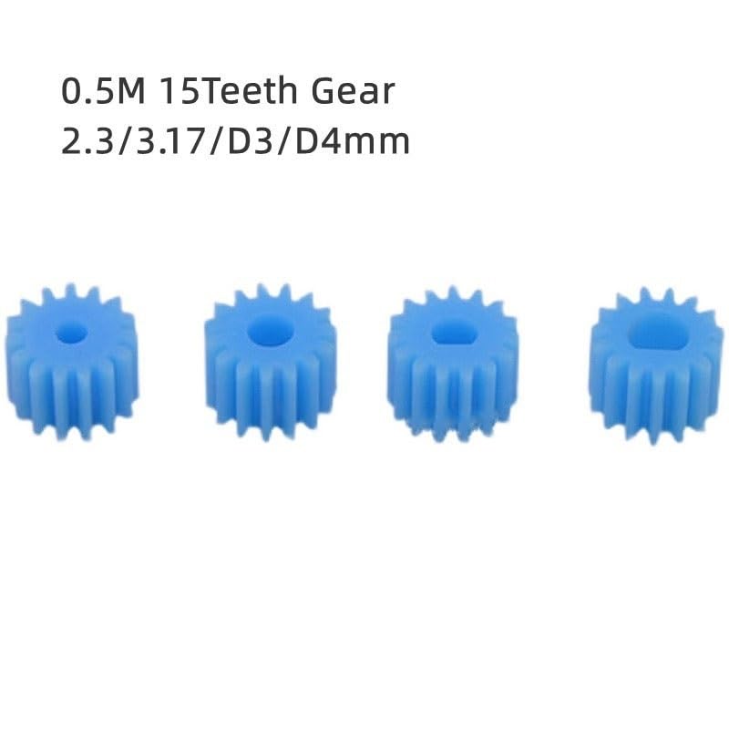 Cylindrical Drive 1pcs 0.5 Module 15 Teeth Plastic Spur Gear 2.3mm 3.17mm Bore 15T Blue Plastic Motor Gear Power Transmission Gear Rack Machinery(2.3MM BORE)