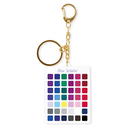 Seasons Color Analysis Swatch Keychain – Portable Seasonal Palette for Personal Styling, Fashion & Makeup Guide, Clear Acrylic Keyring with Winter Color Swatches (True Winter)
