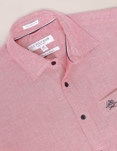 Image of U.S. Polo ASSN. Men's Solid Spread Collar Premium Cotton Oxford Tailored Fit Shirt