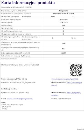 265/65TR17 Bridgestone Tl Dueler A/T 2 112T - 5