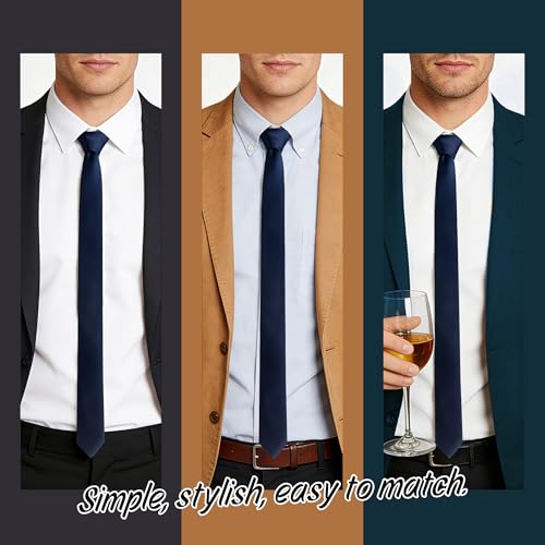 Image of Skinny Tie Men Women 2 inch (5CM) Slim Necktie Solid Thin Ties Formal